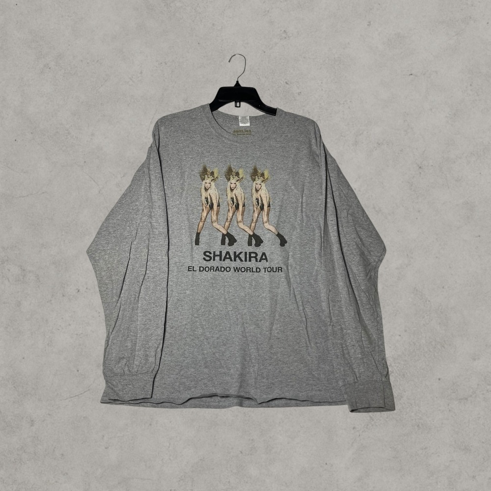 Shakira El Dorado World Tour Long Sleeve Graphic T-Shirt Gray Mens Size L